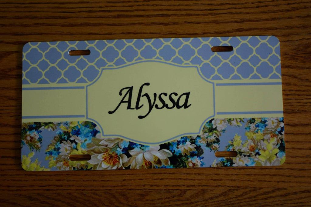 personalizedkreation-7068 License Plate Personalized Floral Front License Plate | Custom License Plate