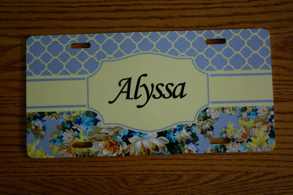 personalizedkreation-7068 License Plate Personalized Floral Front License Plate | Custom License Plate