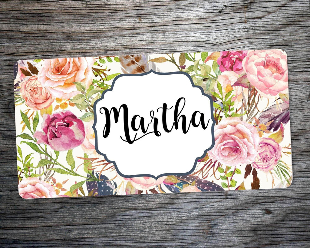 personalizedkreation-7068 License Plate Personalized Floral Front License Plate, | Floral Car Tag | Car Accessories