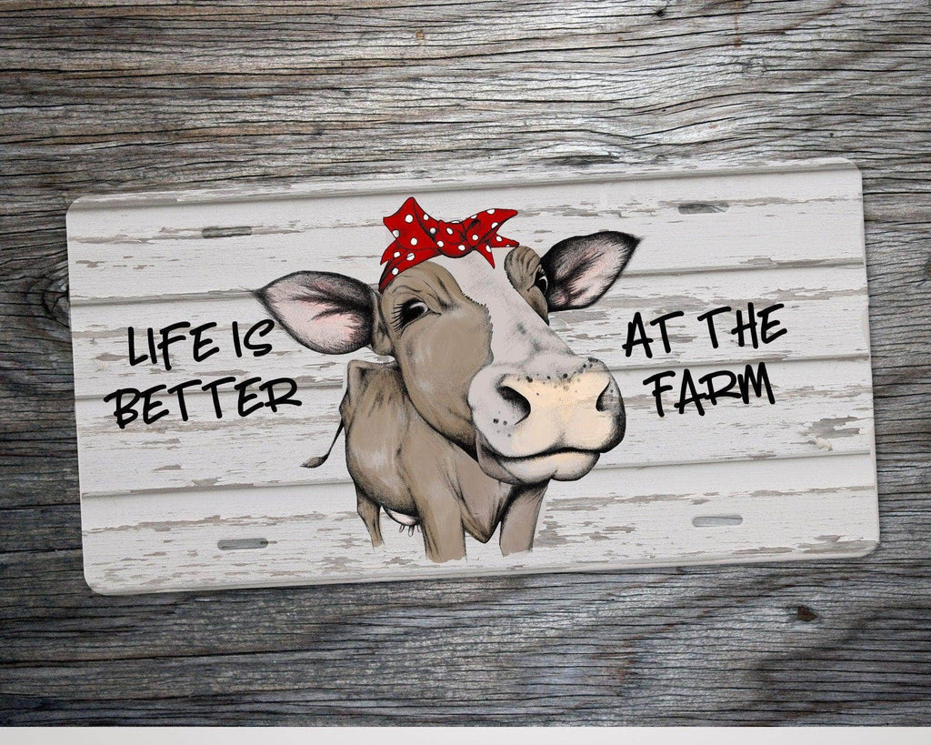 personalizedkreation-7068 License Plate Life is better / Daisy Cow Personalized Cow License Plate | Front Cow Car Tag | Farm Auto Decor | Car Accessories