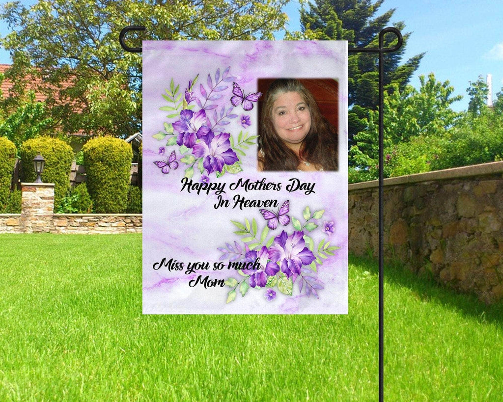 personalizedkreation-7068 Memorial Flags 12x18 1 sided Personalized Memorial Floral Flag | In Memory of Floral Flag |  Cemetery Decoration,