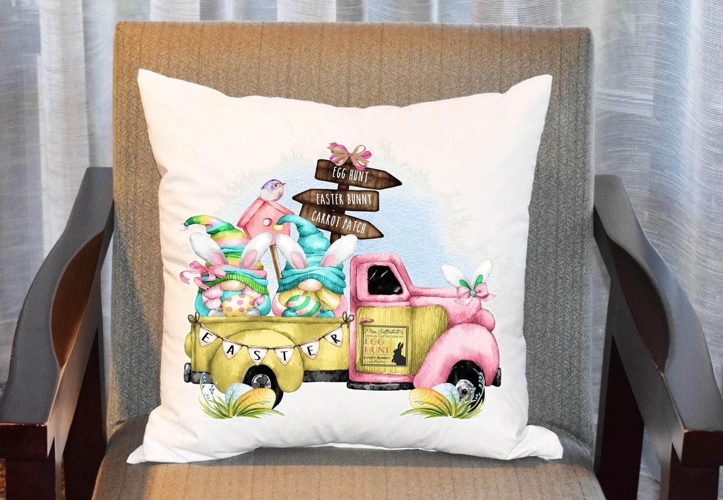 personalizedkreation-7068 Pillow Cover Easter Gnome Pillow Cover | Easter Truck Pillow Cover