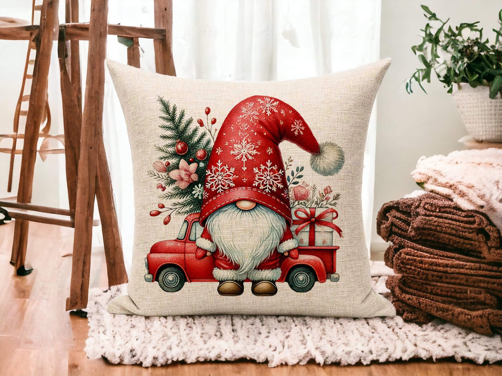 Gnome Christmas Throw Pillow | Holiday Home Decor | Christmas Gift | Gnome Lover Gift