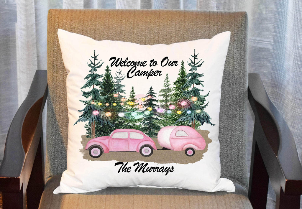 personalizedkreation-7068 Camping Personalized Winter Camping Pillow | Welcome Camping Pillow Cover