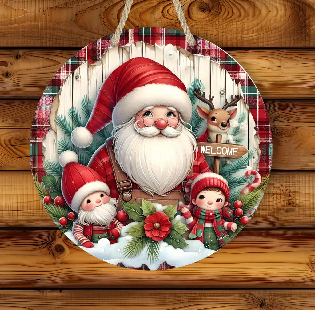 Personalized Santas Elves Gnome Door Hanger | Holiday Gnome Decor | Cute Gnome Holiday Sign