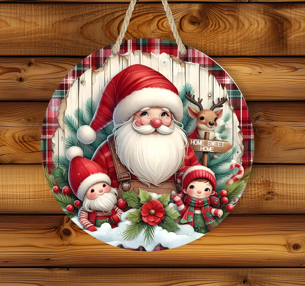 Personalized Santas Elves Gnome Door Hanger | Holiday Gnome Decor | Cute Gnome Holiday Sign