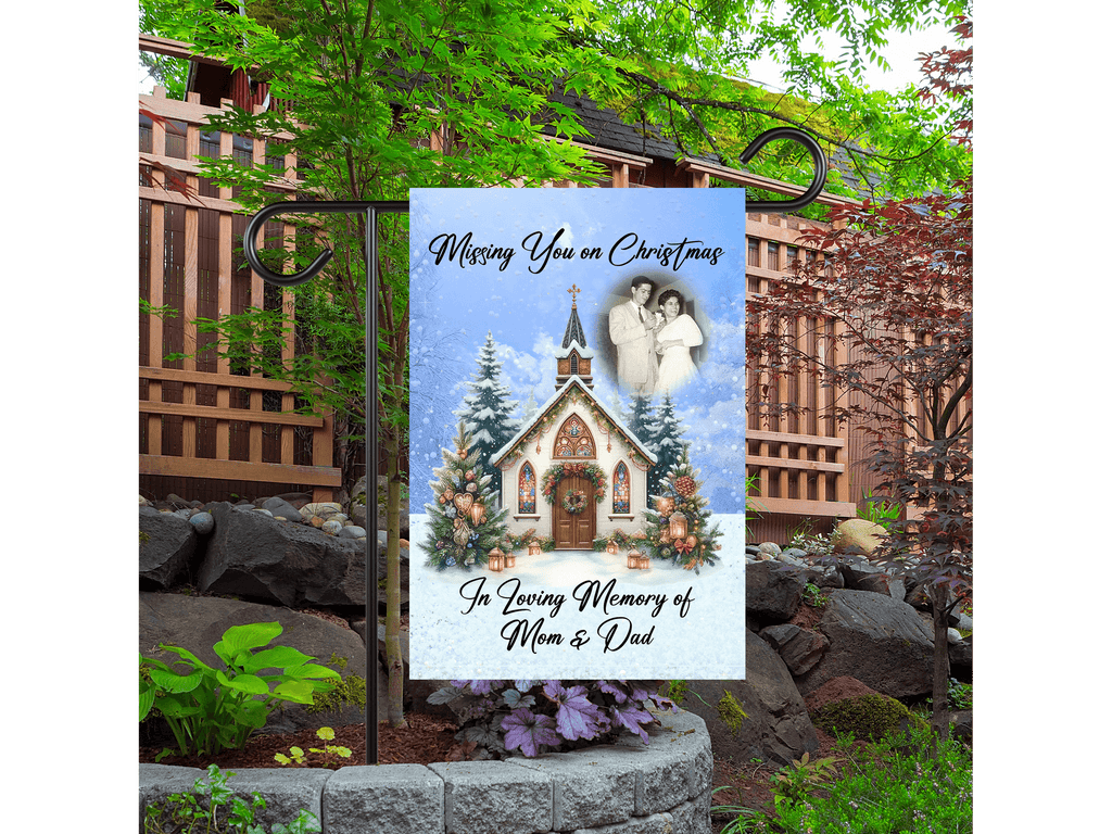 Personalized Christmas In Loving Memory Flag | Memorial Christmas Flag | Cemetery Decoration