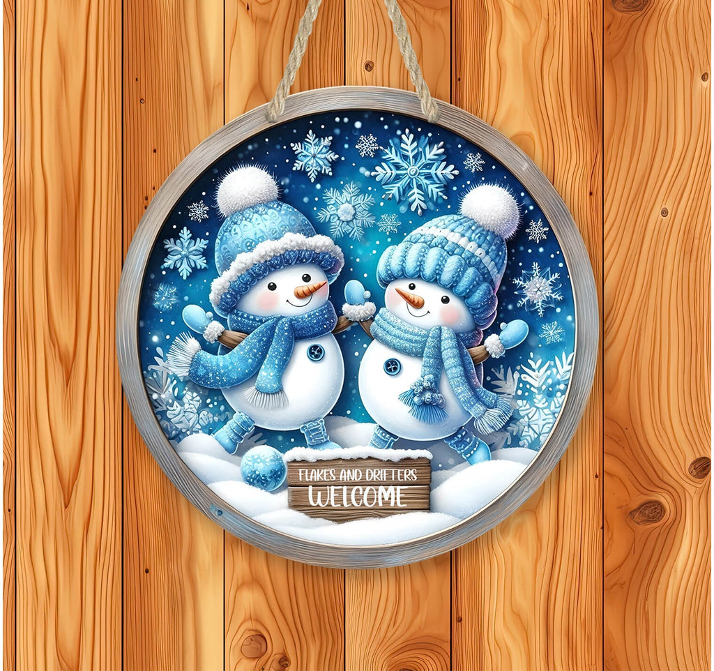 Winter Snowmen Door Hanger | Holiday Snowmen Decor | Snowflakes Snowmen Welcome Sign Personalized Kreation