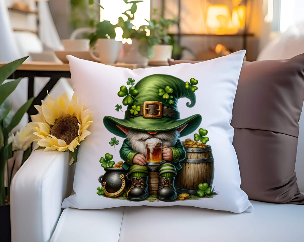 St. Patrick’s Day Gnome Pillow – Festive Irish Decor, Lucky Leprechaun Cushion, Shamrock Throw Pillow, Green Holiday Home Accent, St. Paddy’s Day Celebration Pillow, Cozy Farmhouse Decor - Personalized Kreation