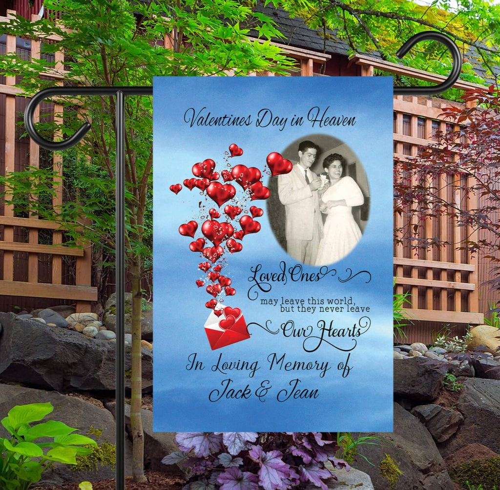 Personalized Valentine's Day Memorial Garden Flag – Custom Remembrance Flag with Photo, In Loving Memory Tribute, Bereavement Gift, Sympathy Outdoor Decor - Personalized Kreation