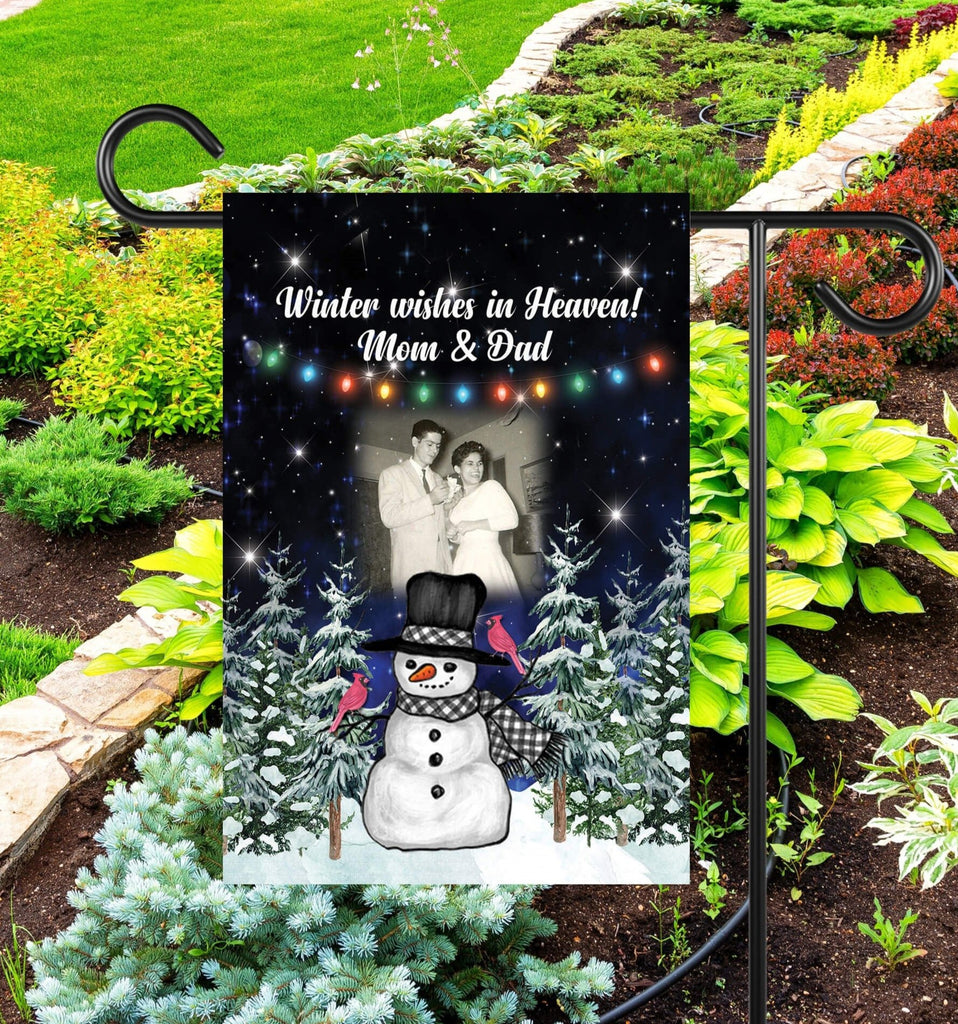 Christmas Snowman Memorial Personalized Flag | Cemetery Decoration | Sympathy Gifts } Personalized Kreation