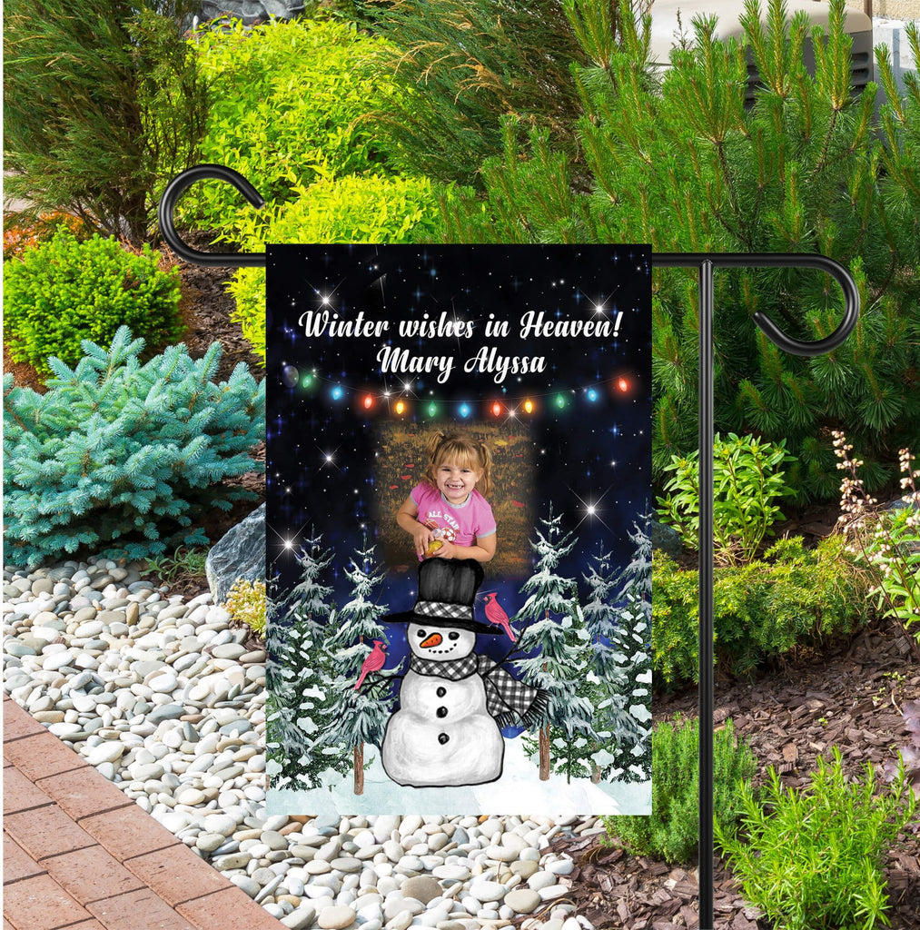 Christmas Snowman Memorial Personalized Flag | Cemetery Decoration | Sympathy Gifts