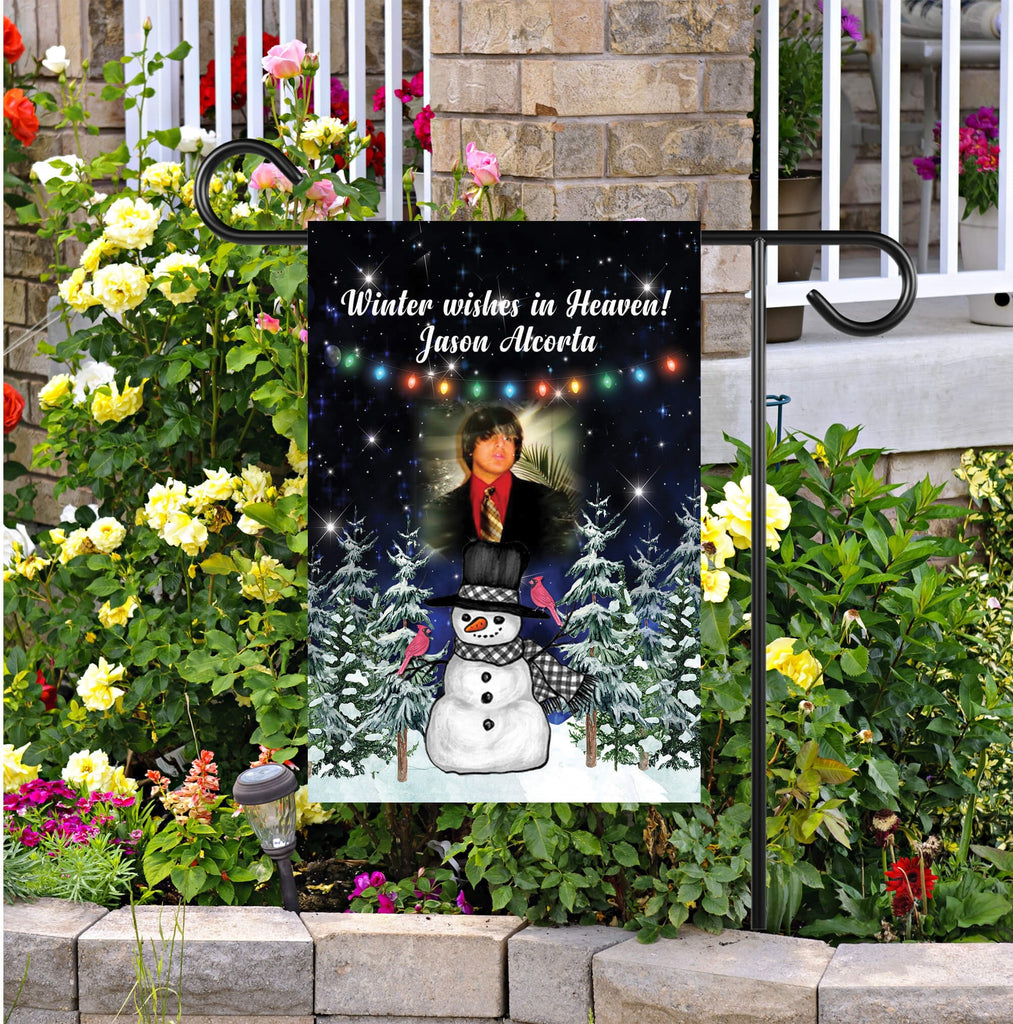 Christmas Snowman Memorial Personalized Flag - Cemetery Decoration - Sympathy Gifts